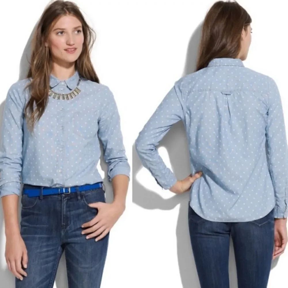 Madewell dotted chambray boyfriend shirt sz XS